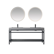 Ablitas 72" Free Standing Double Basin Vanity Set with Cabinet, Stone Composite Vanity Top and Matching Mirrors