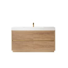 Huesca 60" Free Standing Single Basin Vanity Set with Cabinet and Stone Composite Vanity Top