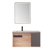 Carcastillo 40" Free Standing Single Basin Vanity Set with Cabinet, Stone Vanity Top and Matching Mirror