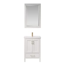 Gela 24" Free Standing Single Basin Vanity Set with Cabinet and Ceramic Vanity Top and Matching Mirror
