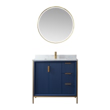 Granada 36" Free Standing Single Basin Vanity Set with Cabinet, Stone Composite Vanity Top and Matching Mirror