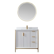 Granada 36" Free Standing Single Basin Vanity Set with Cabinet, Stone Composite Vanity Top and Matching Mirror