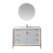 Granada 48" Free Standing Single Basin Vanity Set with Cabinet, Stone Composite Vanity Top and Matching Mirror