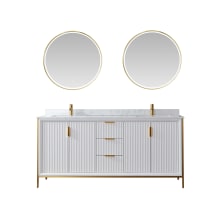 Granada 72" Free Standing Double Basin Vanity Set with Cabinet, Stone Composite Vanity Top and Matching Mirrors