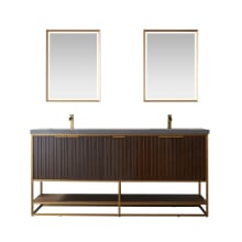 Donostia 72" Free Standing Double Basin Vanity Set with Cabinet, Stone Composite Vanity Top and Matching Mirrors