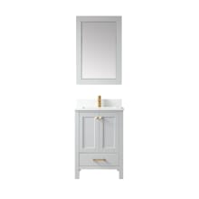 Shannon 24" Free Standing Single Basin Vanity Set with Cabinet, Stone Composite Vanity Top and Matching Mirror