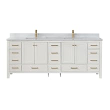 Shannon 84" Free Standing Double Basin Vanity Set with Cabinet, Stone Composite Vanity Top, USB Port and Electrical Outlet