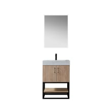 Alistair 24" Free Standing Single Basin Vanity Set with Cabinet and Stone Vanity Top with USB Port and Electrical Outlet and Matching Mirror