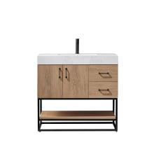 Alistair 36" Free Standing Single Basin Vanity Set with Cabinet and Stone Vanity Top with USB Port and Electrical Outlet