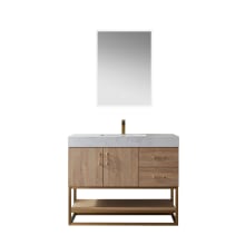 Alistair 42" Free Standing Single Basin Vanity Set with Cabinet and Stone Vanity Top with USB Port and Electrical Outlet and Matching Mirror