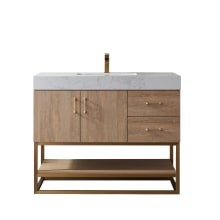 Alistair 42" Free Standing Single Basin Vanity Set with Cabinet and Stone Vanity Top with USB Port and Electrical Outlet