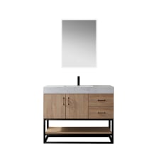 Alistair 42" Free Standing Single Basin Vanity Set with Cabinet and Stone Vanity Top with USB Port and Electrical Outlet and Matching Mirror