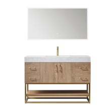 Alistair 48" Free Standing Single Basin Vanity Set with Cabinet and Stone Vanity Top with USB Port and Electrical Outlet and Matching Mirror