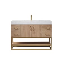 Alistair 48" Free Standing Single Basin Vanity Set with Cabinet and Stone Vanity Top with USB Port and Electrical Outlet