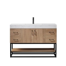 Alistair 48" Free Standing Single Basin Vanity Set with Cabinet and Stone Vanity Top with USB Port and Electrical Outlet