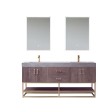 Alistair 72" Free Standing Double Basin Vanity Set with Cabinet and Stone Vanity Top with USB Port and Electrical Outlet and Matching Mirrors