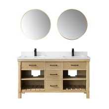 Valencia 60" Free Standing Double Basin Vanity Set with Cabinet, Stone Composite Vanity Top and Matching Mirrors