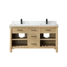 Valencia 60" Free Standing Double Basin Vanity Set with Cabinet and Stone Composite Vanity Top