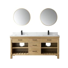 Valencia 72" Free Standing Double Basin Vanity Set with Cabinet, Stone Composite Vanity Top and Matching Mirrors