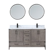 Zaragoza 60" Free Standing Double Basin Vanity Set with Cabinet, Stone Composite Vanity Top and Matching Mirrors
