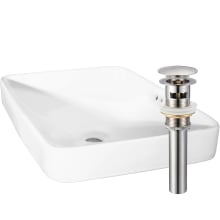 23" Rectangular Porcelain Drop In Bathroom Sink with Overflow and Pop-Up Drain Assembly