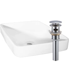 23" Rectangular Porcelain Drop In Bathroom Sink with Overflow and Pop-Up Drain Assembly