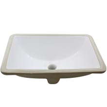 13-1/2" Rectangular Porcelain Undermount Bathroom Sink with Overflow