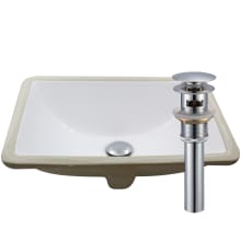18-1/4" Rectangular Porcelain Undermount Bathroom Sink with Overflow and Pop-Up Drain Assembly