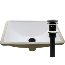 20" Rectangular Porcelain Undermount Bathroom Sink with Overflow and Pop-Up Drain Assembly