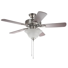 52" 5 Blade Indoor LED Ceiling Fan with Pull Chain and Alabaster Glass Shade