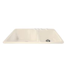 36" Cast Iron Double Basin Kitchen Sink for Drop In Installations with 60/40 Split and Sound Dampening Technology