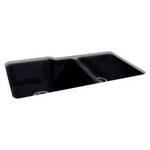 36" Cast Iron Double Basin Kitchen Sink for Undermount Installations with 60/40 Split and Sound Dampening Technology
