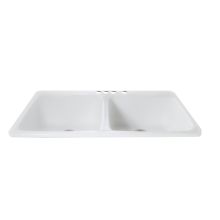 43" Cast Iron Double Basin Kitchen Sink for Drop In Installations with 50/50 Split and Sound Dampening Technology