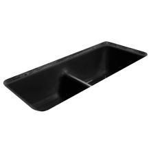 43" Cast Iron Double Basin Kitchen Sink for Undermount Installations with 50/50 Split and Sound Dampening Technology