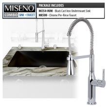 Kitchen Combo - 33" Single Basin Undermount Cast Iron Kitchen Sink and Pullout Spray Kitchen Faucet