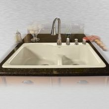 33" Double Basin Drop In Cast Iron Kitchen Sink