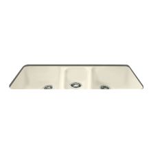 42" Cast Iron Triple Basin Kitchen Sink for Undermount Installations with 40/20/40 Split and Sound Dampening Technology
