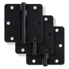 3-1/2 x 3-1/2 Plain Bearing 1/4" Radius Corner Door Hinge - Pack of 3