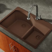 Carolina 33" Double Basin Drop In Stone Composite Kitchen Sink with 60/40 Split