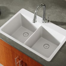 Carolina 33" Double Basin Drop In Stone Composite Kitchen Sink with 50/50 Split