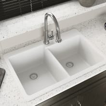 Carolina 33" Double Basin Drop In Stone Composite Kitchen Sink with 50/50 Split