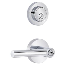 Elkton Single Cylinder Keyed Entry Door Lever Set and Deadbolt Combo with Round Rose