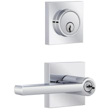 Lorton Flat Bar Single Cylinder Keyed Entry Door Lever Set and Deadbolt Combo Pack