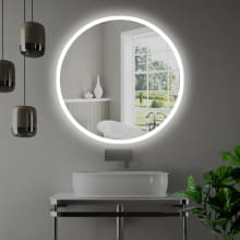 30" W x 30" H Circular Frameless Wall Mounted Mirror with LED Lighting