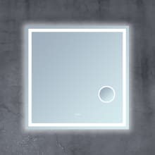 40" W x 40" H Square Frameless Bathroom Mirror with LED Lighting, Integrated Magnifying Mirror, and Digital Display Clock