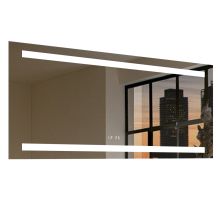 50" W x 36" H Rectangular Frameless Wall Mounted Mirror with LED Lighting and Digital Clock