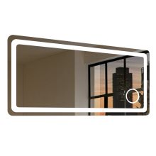 60" W x 28" H Rectangular Frameless Wall Mounted Mirror with LED Lighting