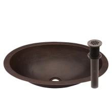 Oval 14" Copper Drop-In or Undermount Bathroom Sink