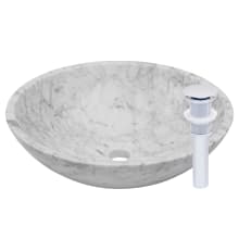 Circular 17" Carrera Marble Vessel Bathroom Sink