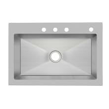 33" X 22" Drop In, Undermount Single Basin Stainless Steel Kitchen Sink